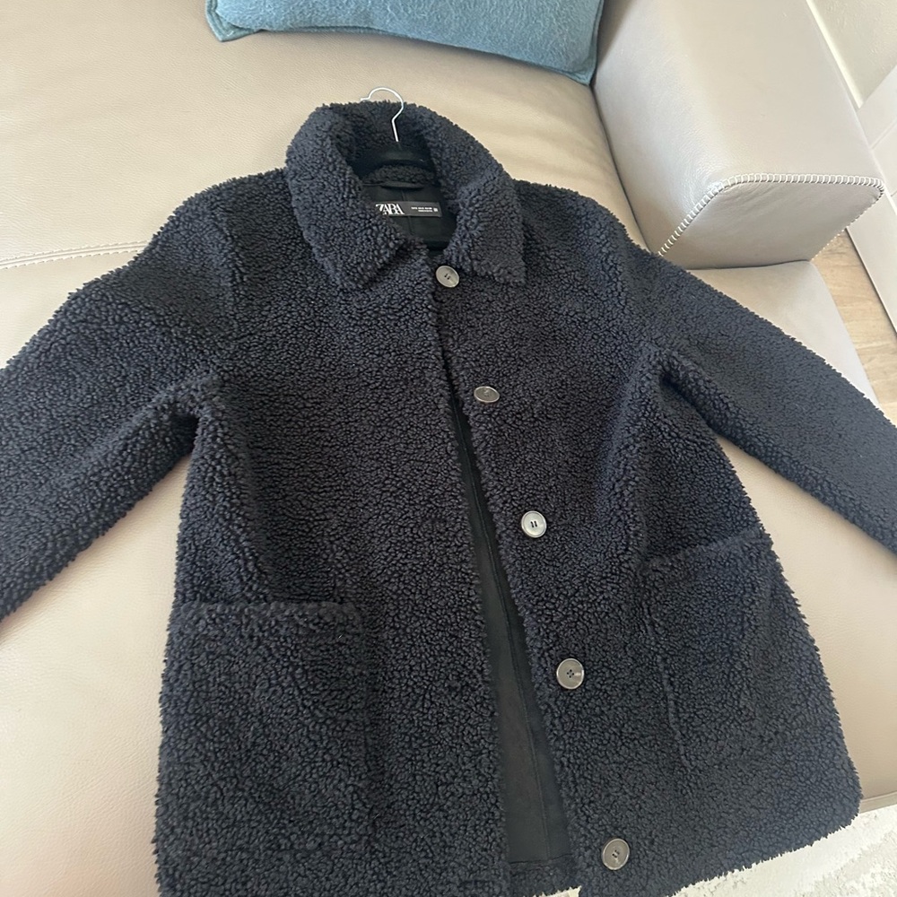 Zara Black Sherpa Coat